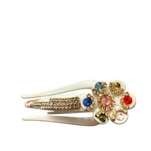 Multi-coloured crystal hair clip